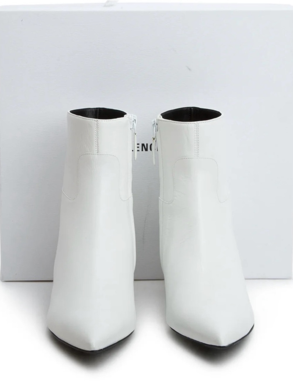 Balenciaga White Pointed Toe Ankle Booties